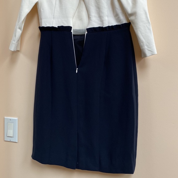 J. Crew Combo Ruffle Dress Cream Navy 4P - Picture 13 of 16